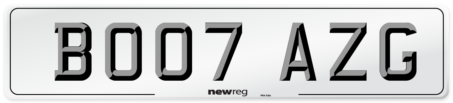 BO07 AZG Number Plate from New Reg